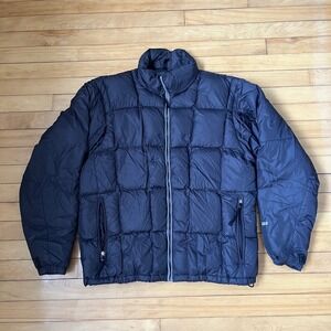 The North Face 600 Fill Down Puffer Jacket Mens XL Black Square Quilt Full Zip